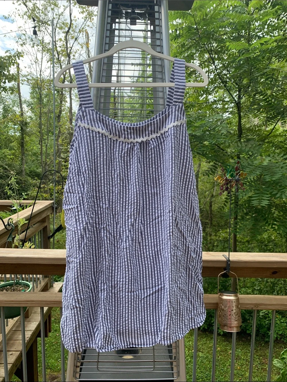 Draper James Blue and White Striped Seersucker Nighty